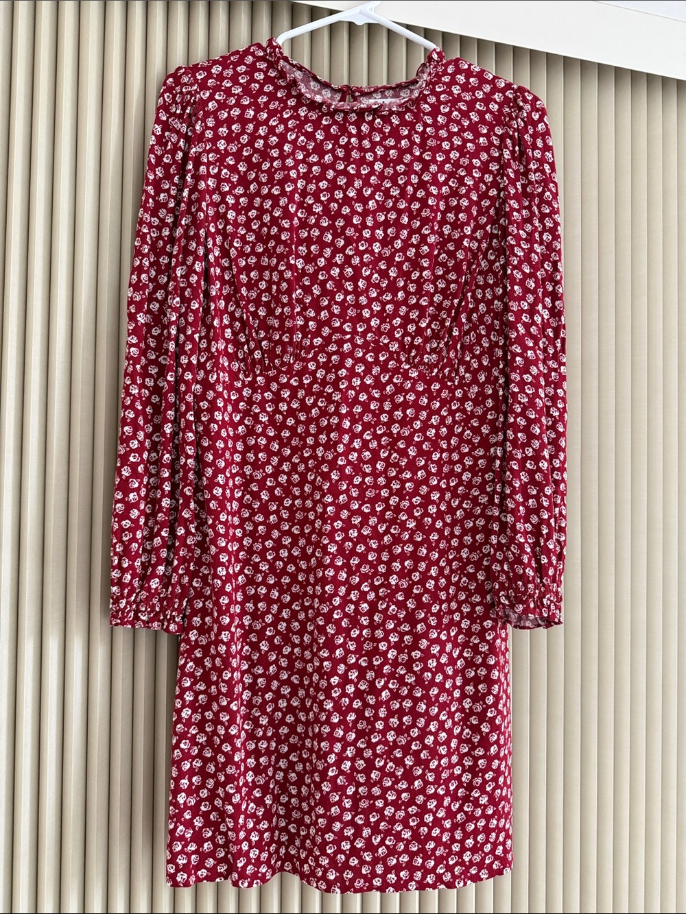 Reformation Red Floral Long Sleeve Mini Dress